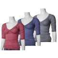 Team Brand Shirred Sleeve V-neck Top