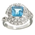 Chateau D'Argent Sterling Silver Blue/ White Topaz Ring