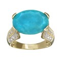 Chateau D'Argent Gold over Silver Turquoise/ CZ Ring