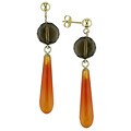14k Yellow Gold Carnelian and Quartz Bead Earrings