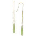 14k Yellow Gold Green Quartz and Pearl Earrings