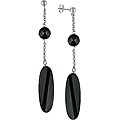 14k White Gold Black Agate and Onyx Earrings