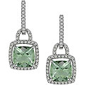 14k Gold Green Amethyst 1/2ct Diamond Earrings