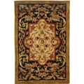 Classic Royal Black/ Beige Wool Rug (2' x 3')