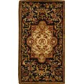 Classic Royal Black/ Beige Wool Rug (2'3 x 4')