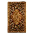 Classic Royal Black/ Beige Wool Rug (4' x 6')