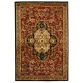 Classic Royal Red/ Black Wool Rug (5' x 8')