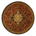 Classic Royal Red/ Black Wool Rug (6' Round)