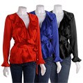 O Oscar by Oscar De La Renta Long-sleeve Silk Ruffle Wrap Blouse