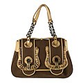Fendi Large Brown Canvas 'B.Fendi' Buckle Handbag