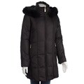 Ellen Tracy Fur Trimmed Black Down Coat