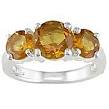 Sterling Silver Three-stone Citrine Ring