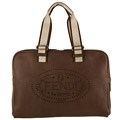 Fendi Brown Leather Perforated Selleria Satchel