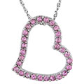 10k White Gold Pink Sapphire Heart Necklace