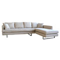 Beatrice Cream Microfiber Sofa with Chaise Set