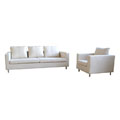 Cora Cream Microfiber Sofa with Chair 2-piece Set