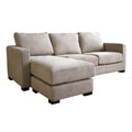 Chyna Tan Microfiber Sofa with Convertible Ottoman/ Chaise