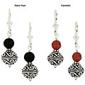 Charming Life Sterling Silver Black Onyx/ Carnelian Bali Earrings