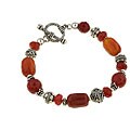Sterling Silver Carnelian and Bali Bead Bracelet