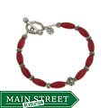 Sterling Silver Red Coral Bracelet