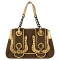 Fendi Brown Canvas 'B.Fendi' Buckle Handbag