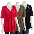 Fresh Piped Empire Waist Women's Plus Size Shirt