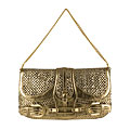 Jimmy Choo Gold Troy Woven Leather Shoulder Bag