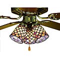 Burgundy Tiffany-style Ceiling Fan