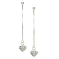Sterling Silver Pave Heart Drop CZ Earrings