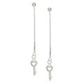 Sterling Silver Key-to-my-Heart CZ Dangle Earrings