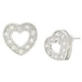 Sterling Silver Pave Cubic Zirconia Heart Earrings