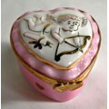 Limoges Hand-painted Heart with Cherub Box