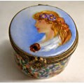 Limoges Hand-painted Young Lady Keepsake Box