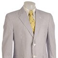 Adolfo Men's Blue and White Seersucker Suit