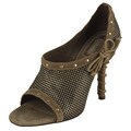 Christian Dior 'Shield' Brown Leather & Metal Pumps