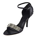 Christian Dior Blue Leather Metal Logo Sandal