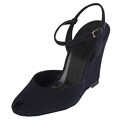 Balenciaga Dark Blue Suede Peep Toe Wedges