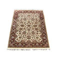 Indo Tabriz Hand-knotted Ivory/ Red Rug (5' x 7')