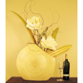Bamboo Circle Vase with White Magnolias