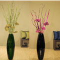 Bamboo Cylinder Vase with Floral Arrangement