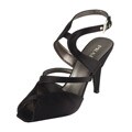 Prada Black Satin Strappy Peep Toe Sandals