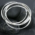 Handcrafted Sterling Silver Hammered Bangle Set (Mexico)