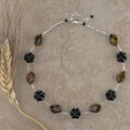 Tiger's Eye and Floral Black Onyx Necklace (USA)