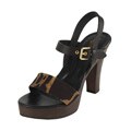 Yves Saint Laurent Leopard Canvas 'Platform' Sandals
