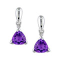 10k White Gold Trillion-cut Amethyst Earrings