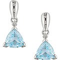 10k White Gold Trillion-cut Blue Topaz Earrings