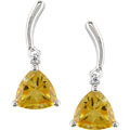 10k White Gold Trillion-cut Citrine Earrings