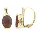 10k Yellow Gold Oval Garnet Leverback Earrings