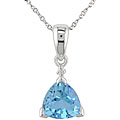 10k White Gold Trillion-cut Blue Topaz Necklace