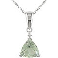 10k White Gold Trilliant Green Amethyst Necklace